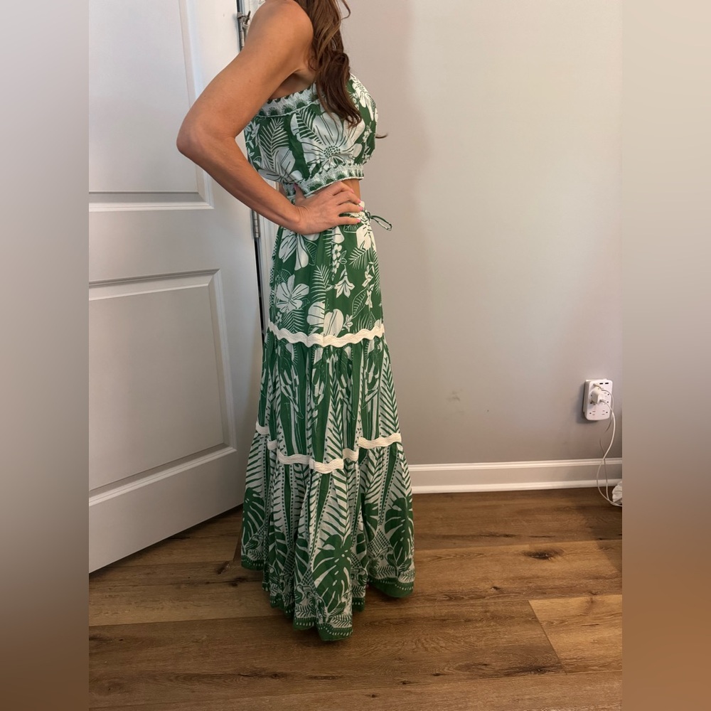 FARM Rio Green and White Tropical Two-Piece Maxi Set - Picture 5 of 5